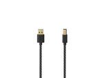HAMA USB-Kabel "USB-Kabel, vergoldet, Gewebe, USB-B auf USB-A, 1, 5m, Schwarz", schwarz, 150cmcm, Kabel, 480 Mbit/s, robuster und flexibler Gewebemantel, vergoldeter Stecker, USB-Kabel