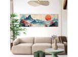 XXL-Wandbild REINDERS "Japanische Berge", bunt (farbe bild(er): blau), Bilder, B/H/T: 156cm x 52cm x 3cm, Landschaften, 1 Stk., MDF, XXL-Wandbild, Wohnzimmer - Blau - MDF - Landschaften - 156x52 cm, B:156cm H:52cm T:3cm