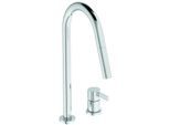Ideal Standard Gusto Küchen-2-Loch-Armatur BD424AA chrom, mit hohem Rohrauslauf und herausziehbarer 2-Funktionshandbrause