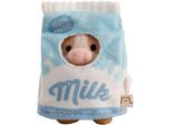 Kuscheltier NICI "mymochi, Set Kuh Moono 8cm mit Milchglas & Milchtüte Kostüm", blau (beige), Plüschfiguren, KinderH:8cm, Plüsch, Kuscheltier, in Geschenkbox, H:8cm