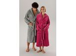 Unisex-Bademantel OTTO HOME "Miia, ideal für Sauna, Spa & im Urlaub" Gr. S, pink (beere uni), L:120cm, Microfaser, Hausmäntel, Unisex-Bademantel, weich und kuschelig, plüsch, für Damen und Herren, S-XL