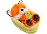 Kuscheltier NICI "Sleeping Pets, Fuchs mit Blatt 12 cm schlafend im Körbchen grün", orange (braun), Plüschfiguren, KinderH:12cm, Kuscheltier, H:12cm