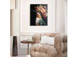 Wandbild REINDERS "Kolibri mit Blumenkranz", bunt (farbe bild(er): mehrfarbig), Bilder, B/H/T: 50cm x 40cm x 3cm, Tiere, 1 Stk., MDF, Wandbild, Hobbyraum - Mehrfarbig - MDF - Tiere - 50x40 cm, B:50cm H:40cm T:3cm