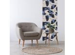 3D-Tapete QUEENCE "Blaue Blüten, selbstklebendes Wandpaneel", bunt (grau,blau), B:60m H:250m, Vinyl, Tapeten, 3D-Tapete, 60 x 250 cm Fototapete, Mustertapete, Anbringung ohne Kleister