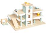 Spiel-Parkhaus PINOLINO "Kurt", bunt (blau, natur, gelb), Fahrzeug-Spielwelten, KinderB:40cm H:37cm T:57cm, Spiel-Parkhaus, mit man Aufzug, B:40cm H:37cm T:57cm