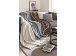 Plaid HEINE "Plaid Plaid mit Pelzimitat", grau, B:150cm, Wohndecken, Plaid