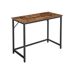 Tietokonepöytä, kirjoituspöytä, pieni toimistopöytä, 50 x 100 x 75 cm, työhuone, kotitoimisto, yksinkertainen kokoonpano, teräs, teollinen muotoilu, ruskea ja musta LWD41XV1