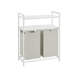 Tvättkorg 2 x 46 L med 2 hyllplan vit