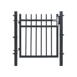 Havegrind, galvaniseret jerngrind, hegnsporte, robust og holdbar, med kvalitetslås, håndtag og nøgle, 106 x 100 cm (L x H), grå GGD350G