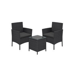 Trädgårdsmöbelset av PE-polyrattan svart-grå