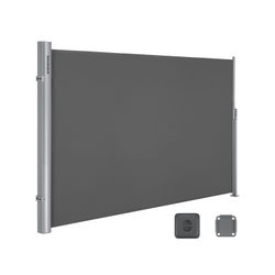 2 x 3 m (H x L), sidomarkis för balkong, uteplats, terrass och trädgård, med golvfäste, insynsskydd, solskydd, sidoskydd, grå GSA200G