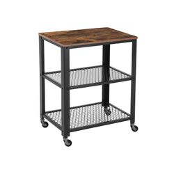 Tarjoiluvaunu vaunu, Industrial Kitchen Rolling Utility Cart, Heavy Duty Storage Organiser, pyörät, keittiöön ja olohuoneeseen, Rustic Brown LRC78X