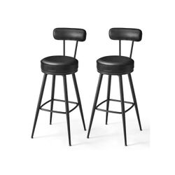 EKHO Collection - Barstol set om 2 med svängbart ryggstöd ink svart