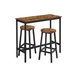 Barbordsset med 2 barstolar vintage brun-svart