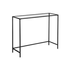 Konsolbord, bord i hærdet glas, moderne sofa- eller entrébord, metalstel, justerbare ben, til stuen, entreen, sort LGT026B01