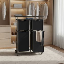 VASAGLE tvättkorg, tvättsorterare med hjul, 150 l
