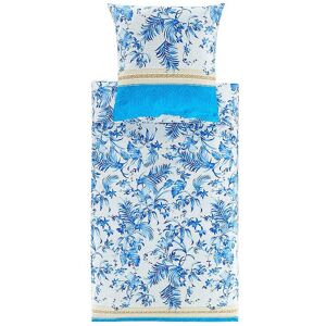 BASSETTI Satin Bettwäsche IBISCUS 70x90cm/140x200cm Weiss/Blau BASSETTI Unisex blau EG