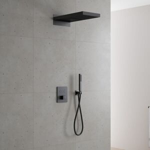 Kronenbach Smart Push Thermostat Duschsystem Unterputz für 3 Verbraucher, eckig, Badarmaturen, schwarz matt - schwarz matt