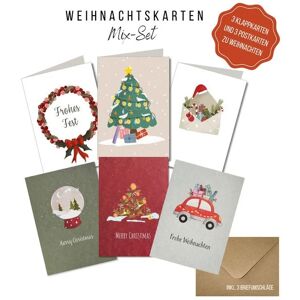 KEITCARDS Weihnachtskarten mixed Set, 3 x Postkarten und 3 x Klappkarten