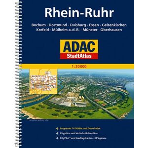 ADAC Kartografie - ADAC Stadtatlas Rhein-Ruhr: Bochum. Dortmund. Duisburg. Essen. Gelsenkirchen. Krefeld. Mülheim a. d. .R.. Münster. Oberhausen. Insgesamt 74 Städte und Gemeinden