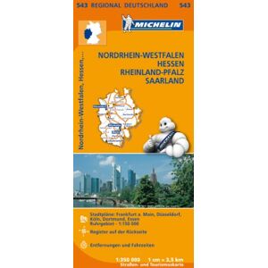 unbekannt - NRW, Hessen, Rheinland-Pfalz, Saarland: Stadtpläne: Frankfurt a. Main, Düsseldorf, Köln, Dortmund, Essen. Ruhrgebiet 1 : 150 000. Register. Entfernungen und Fahrzeiten (Regionalkarten)