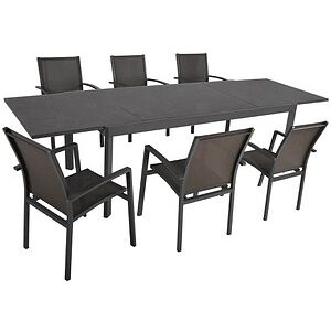 Garden Pleasure Sitzgruppe NEREA, schwarz Metall, 7-teilig