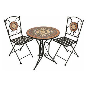 Garden Pleasure Sitzgruppe PULAR, schwarz Keramik, Metall, 3-teilig
