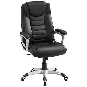 SONGMICS Chefsessel, OBG21B Kunstleder schwarz, Gestell