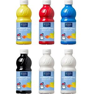 6 LEFRANC BOURGEOIS Acrylfarben farbsortiert 6x 500,0 ml