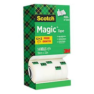 Klebeband Scotch® Magic™ 8R14TPR, beschreibbar, unsichtbar, mattweiß, 14 Rollen Sparpaket