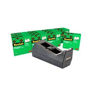 Sparset Tischabroller Scotch® + 12 Rollen Klebeband Scotch® Magic™ Tape, für Rollen bis B 19 mm