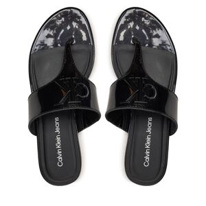 Zehentrenner Calvin Klein Jeans Flat Sandal Slide Toepost Mg Met YW0YW01342 Schwarz 39 Female
