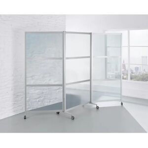 kaiserkraft Mobile Faltstellwand, schwer entflammbar, Alurahmen mit ESG-Sicherheitsglas, HxBxT 1900 x 2800 x 450 mm, klar