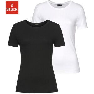 LASCANA T-Shirt, (2er-Pack), aus weicher Rippware weiß, schwarz weiß, schwarz