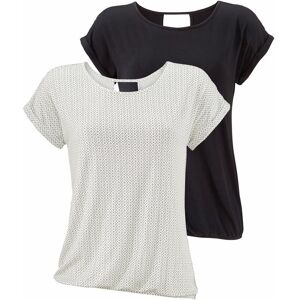 LASCANA Kurzarmshirt »mit modischem Cut-Out«, (2er-Pack), aus weichem Viskose-Stretch offwhite-gemustert, schwarz offwhite-gemustert, schwarz