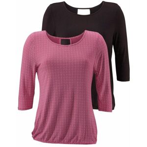 LASCANA 3/4-Arm-Shirt »mit modischem Cut-out«, (2er-Pack), aus weichem Viskose-Stretch beere-gemustert, schwarz beere-gemustert, schwarz