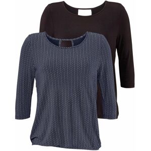 LASCANA 3/4-Arm-Shirt »mit modischem Cut-out«, (2er-Pack), aus weichem Viskose-Stretch navy-gemustert, schwarz navy-gemustert, schwarz