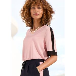 Vivance Kurzarmshirt, mit sportlichen Kontraststreifen mauve-schwarz mauve-schwarz