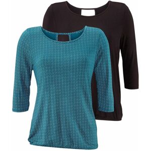 LASCANA 3/4-Arm-Shirt »mit modischem Cut-out«, (2er-Pack), aus weichem Viskose-Stretch petrol-gemustert, schwarz petrol-gemustert, schwarz