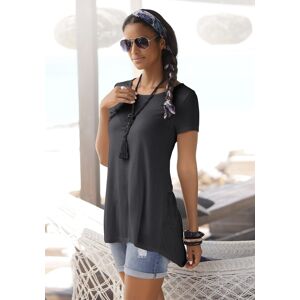 LASCANA T-Shirt, mit verlängertem Rückenteil, Kurzarmshirt, Longshirt, Basic schwarz schwarz
