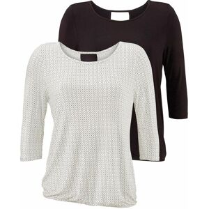 LASCANA 3/4-Arm-Shirt »mit modischem Cut-out«, (2er-Pack), aus weichem Viskose-Stretch offwhite-gemustert, schwarz offwhite-gemustert, schwarz