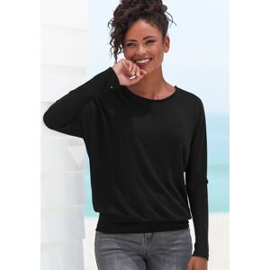 Vivance Langarmshirt »mit breitem Bund«, aus strukturiertem Feinstrick mit Viskose schwarz schwarz