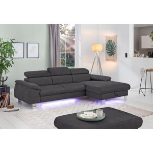 COTTA Ecksofa Komaris, Ecksofa, wahlweise mit RGB-LED-Beleuchtung und Bettfunktion/Bettkasten grau B/H/T: 244 cm x 72 cm x 166 cm grau