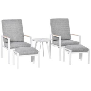 Outsunny Balkonmöbel Set 4 Personen verstellbar Aluminium Grau+Weiß 61x82x90cm Aosom.de