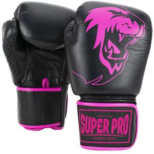 Super Pro Boxhandschuhe "Warrior", 12 oz., Schwarz-Pink