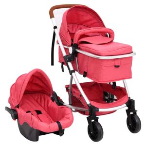 vidaXL 3-in-1-Kinderwagen Rot Aluminium