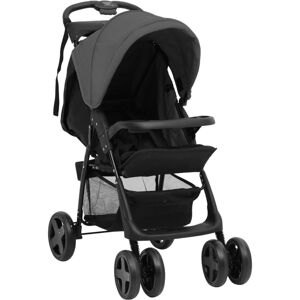 vidaXL 2-in-1 Kinderwagen Dunkelgrau und Schwarz Stahl