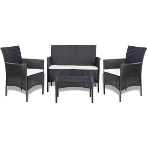 vidaXL 4-tlg. Garten-Lounge-Set mit Auflagen Poly Rattan Schwarz