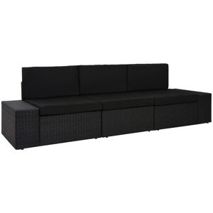 vidaXL Modulares 3-Sitzer-Sofa Poly Rattan Schwarz