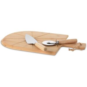 Excellent Houseware 3-tlg. Pizza-Schneidebrett Set 43x30 cm Bambus